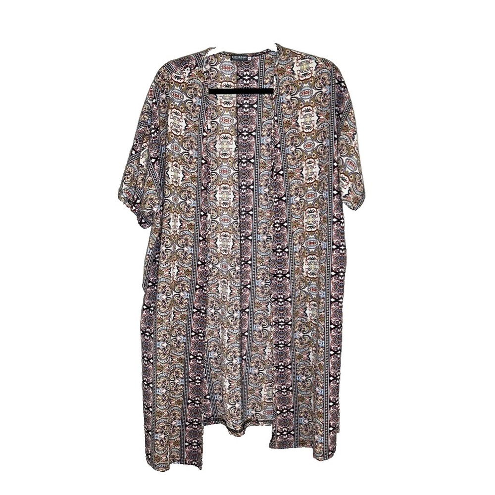 Earthbound Colorful Floral Cardigan M Boho Indie Folk Peasant Preppy Paisley 90s